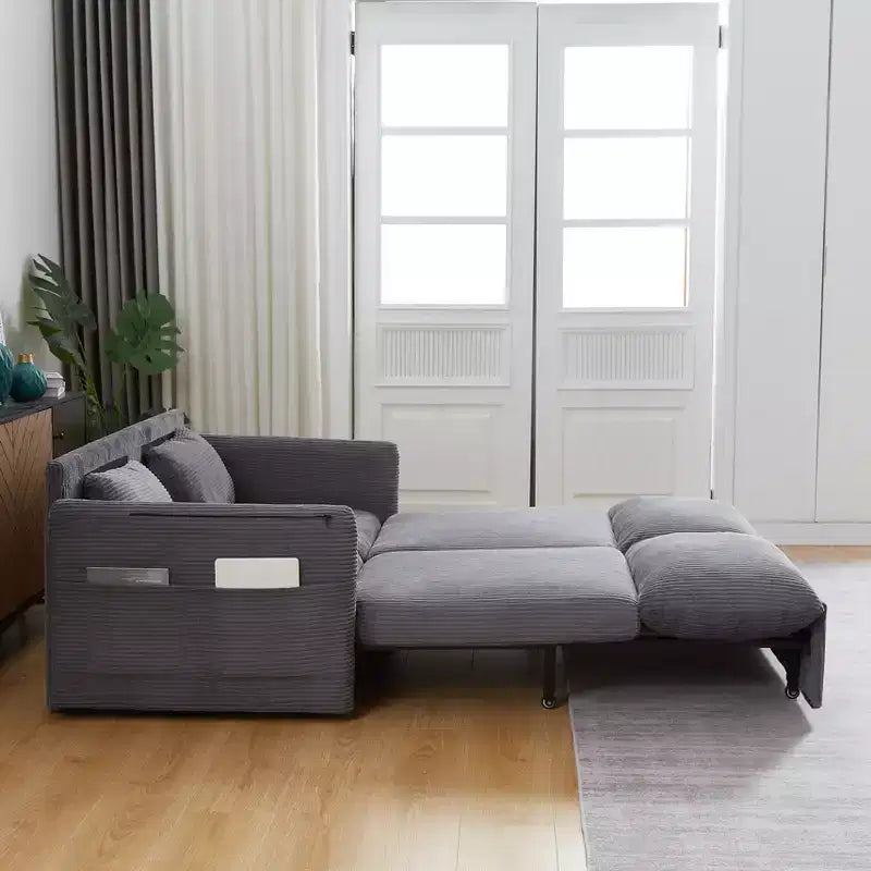 64.5 3-in-1-slaapbank van ribfluweel met uitschuifbaar bed