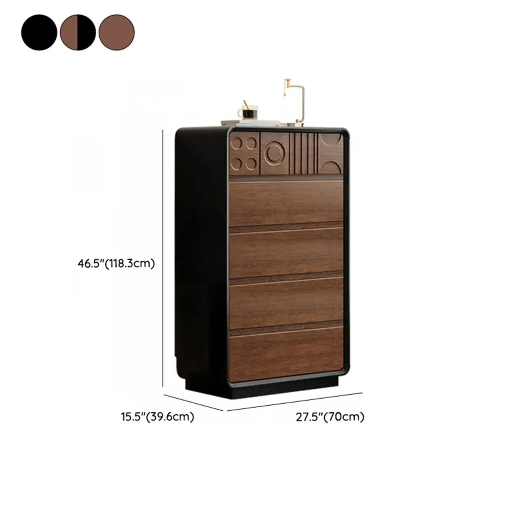 Art Deco Inspired Wood Dresser with Geometric Carvings