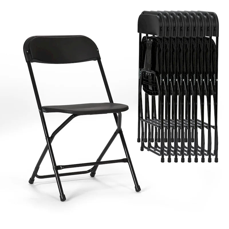 Lot de 10 chaises pliantes en plastique, capacité de 350lb, pour événements, bureaux, mariages, fêtes, pique-niques, cuisines et repas