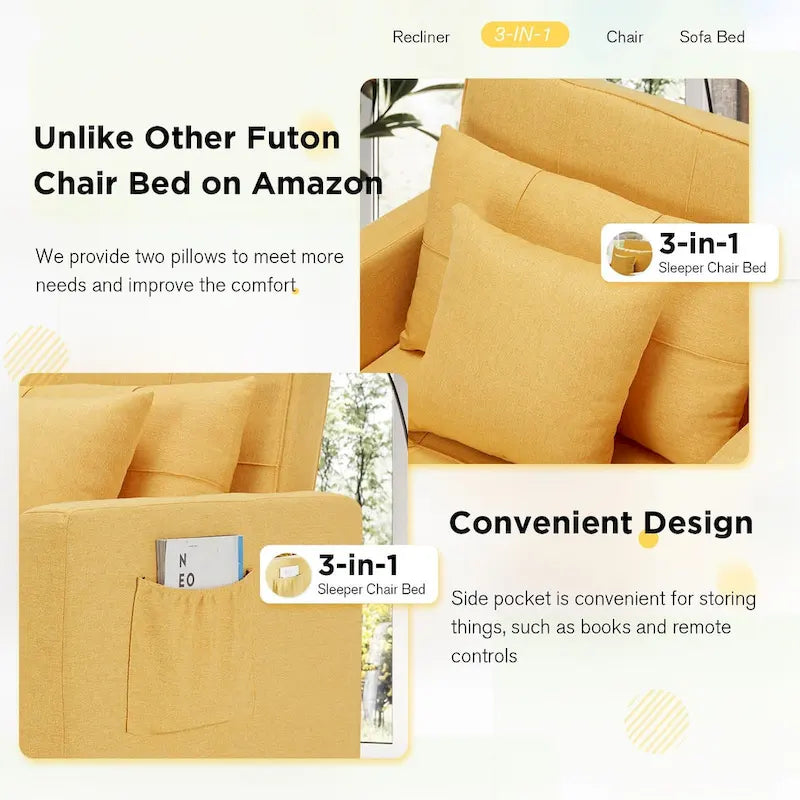 Verstellbarer Schlafsessel, 3-in-1-Funktion, verschiedene Farben, für 1 Person