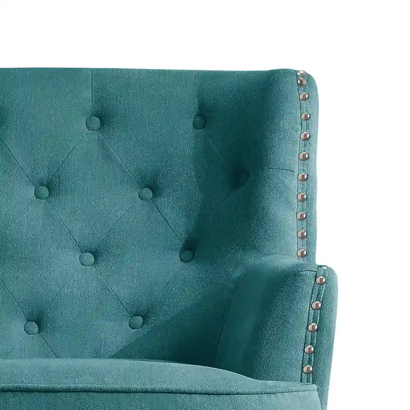 Moser Bay Mignon fluwelen/linnen fauteuil met knopen en hoge rugleuning, 30 breed