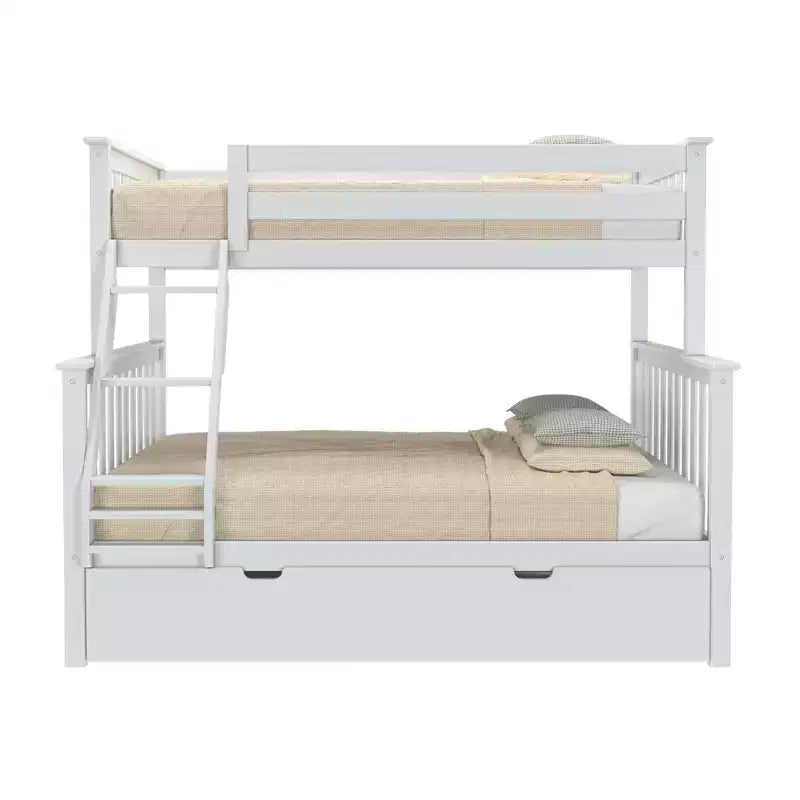 Max & Lily stapelbed van massief hout, eenpersoonsbed boven een tweepersoonsbed, met onderschuifbed met opbergruimte en ladder voor kinderen