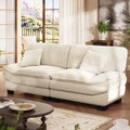 Beiges 87-Zoll-Cordsofa mit 2 Kissen, tiefes Sofa in Segelbootform für Wohnzimmer, kleine Räume, Büro oder Wohnung - Morden Fort