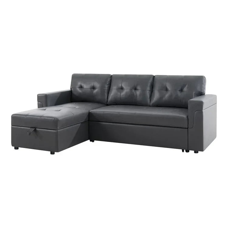 Convertible Reversible Sectional Sofa with Pull-Out Sleeper Bed, Hidden Storage Chaise, and Durable Legs