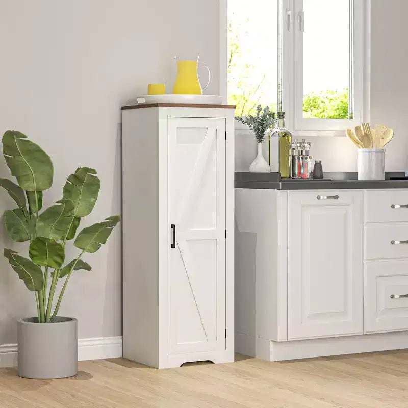 HOMCOM landelijke opbergkast met verstelbare plank en enkele staldeur, accentkast voor de woonkamer, vrijstaande voorraadkast, wit