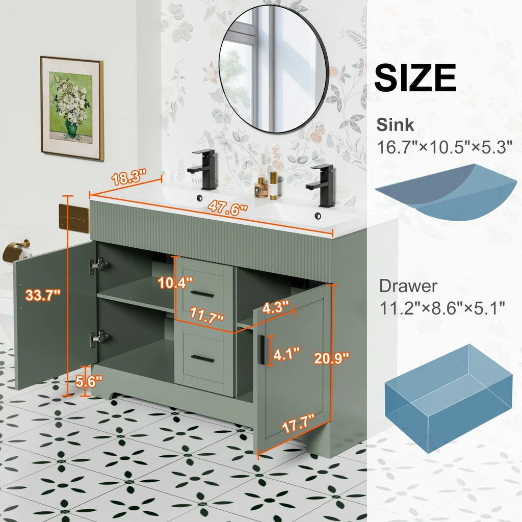 Ensemble meuble-lavabo de salle de bain Wavy Line 30/36/48 avec lavabo et robinet