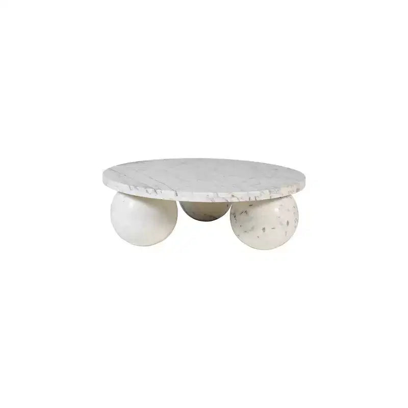 Round Marble Coffee Table with Sphere Legs, Multicolor, Seats 4??