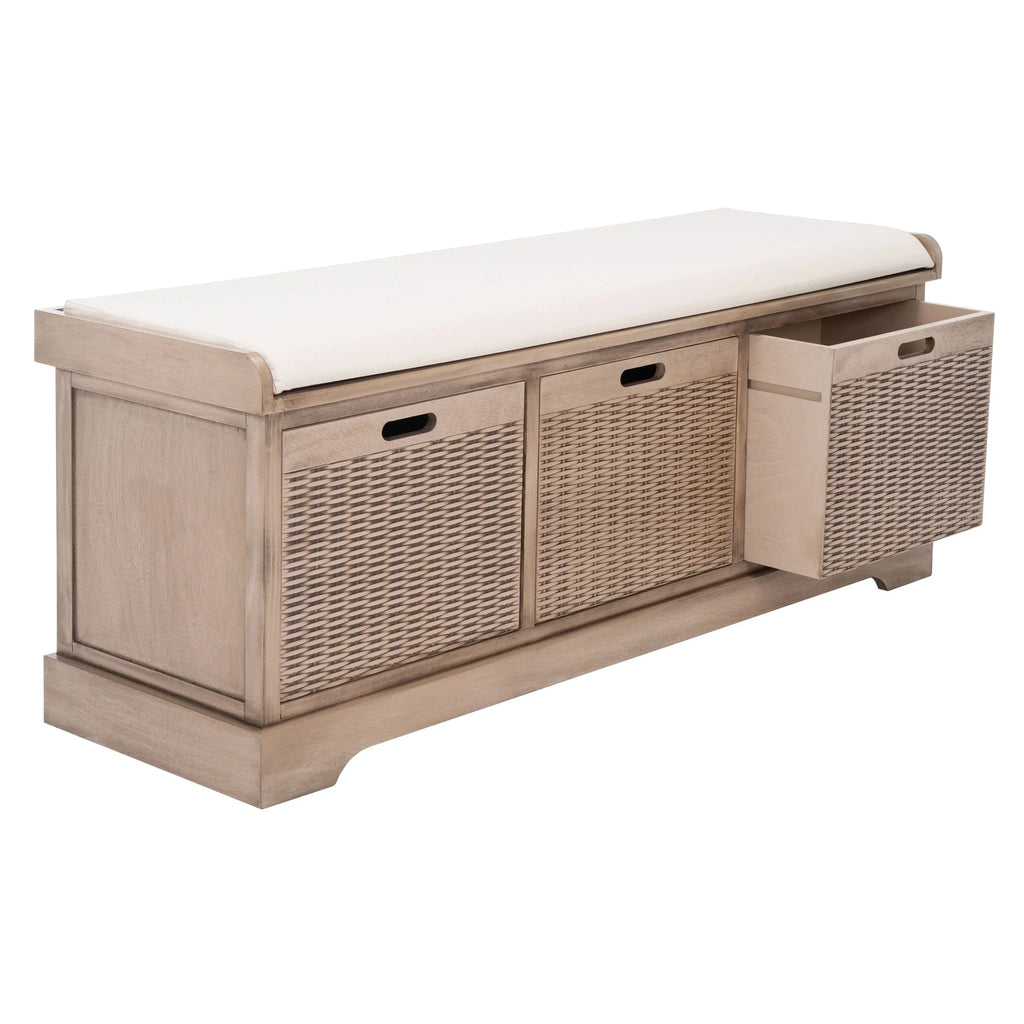 Banc de rangement SAFAVIEH Fiorello avec coussin et 3 tiroirs - 47.3 W x 15 L x 19 H - 47Wx15Dx19H