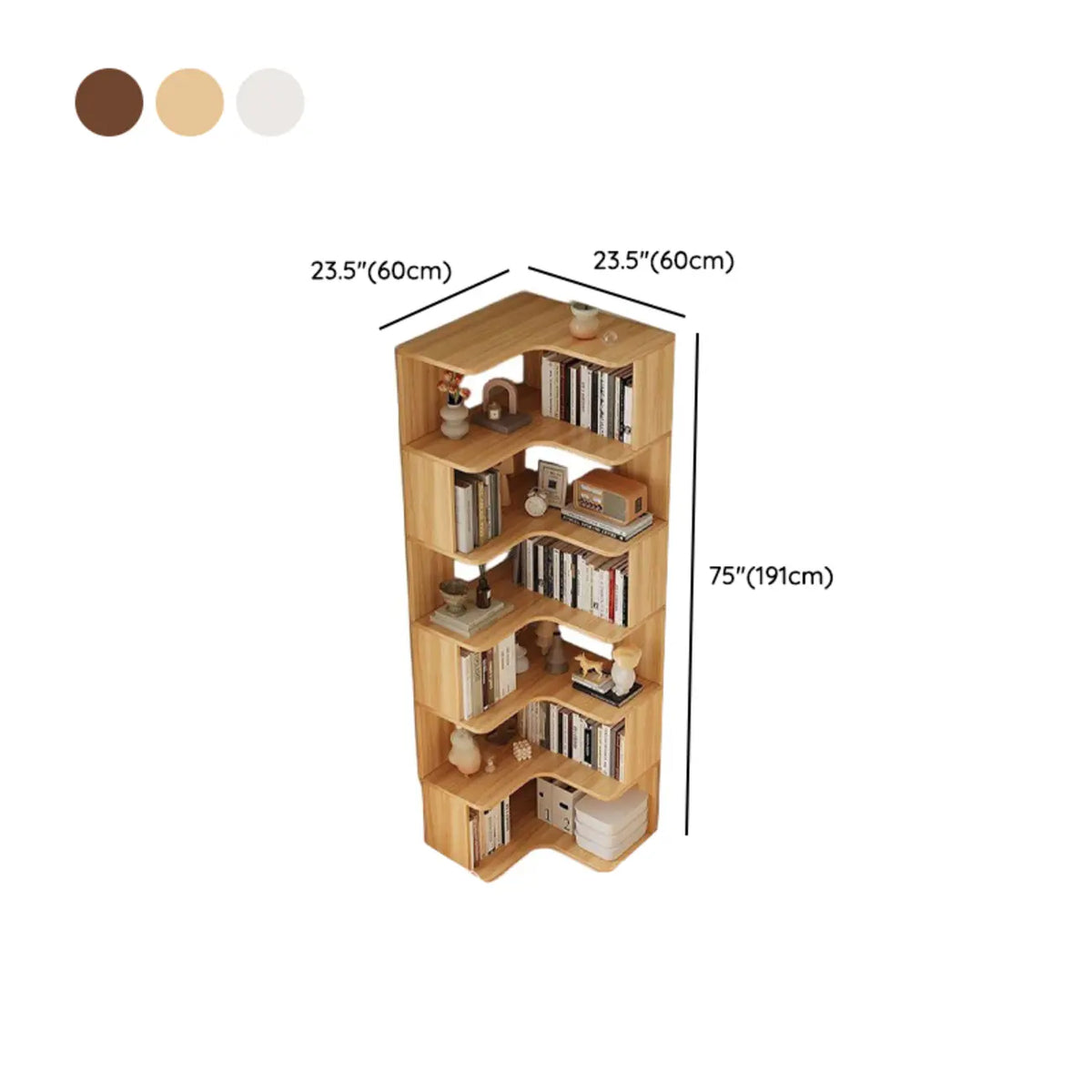 Eckbücherregal aus Holzwerkstoff mit 6 Regalböden