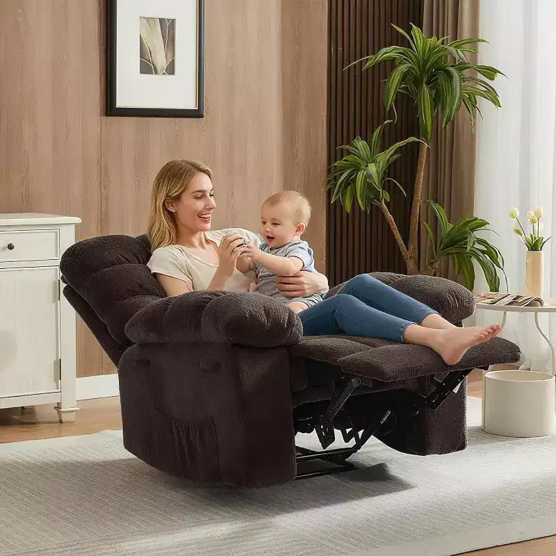 Handmatige relaxfauteuil, ergonomische relaxfauteuil van ademende stof met zijvakken, eenpersoonsbank, geschikt voor de woonkamer en slaapkamer