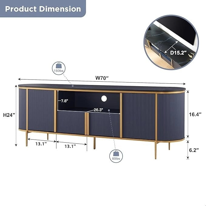 Moderner Luxus-TV-Schrank, Entertainment-Center mit Kunstmarmorplatte