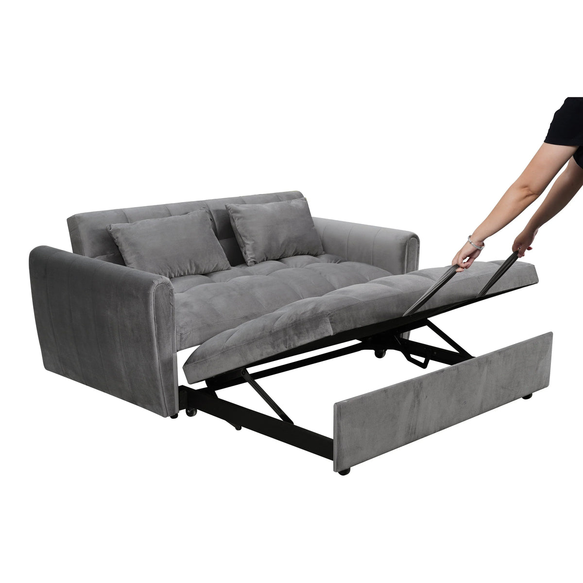 64.96 fluwelen slaapbank 3-in-1 met verstelbare rugleuning, opbergvak en draagvermogen van 500lb