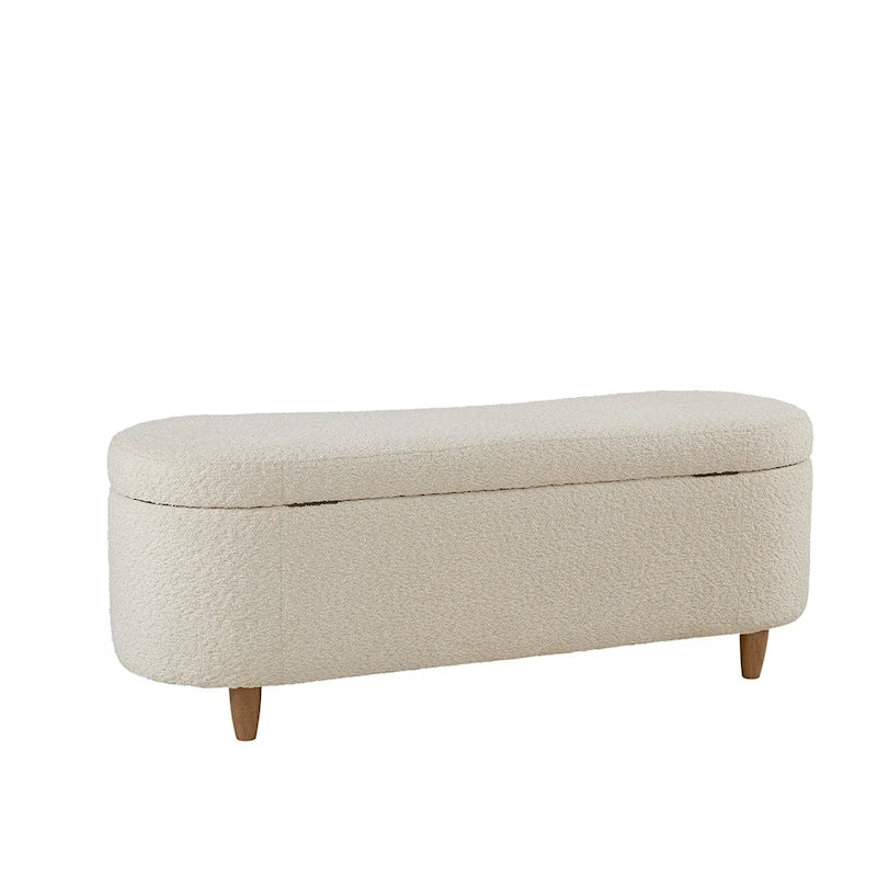 INK+IVY Bailey Stauraumbank in Taupe mit Bouclé-Bezug und Klappdeckel
