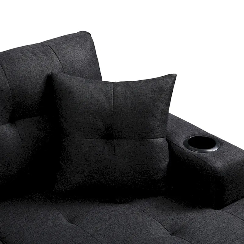 Sectional Sofa Living Room with L Shape Chaise Lounge and cup holder