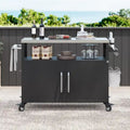 Buiteneiland voor de keuken met roestvrijstalen blad, metalen grillwagen met opbergkast - N/A