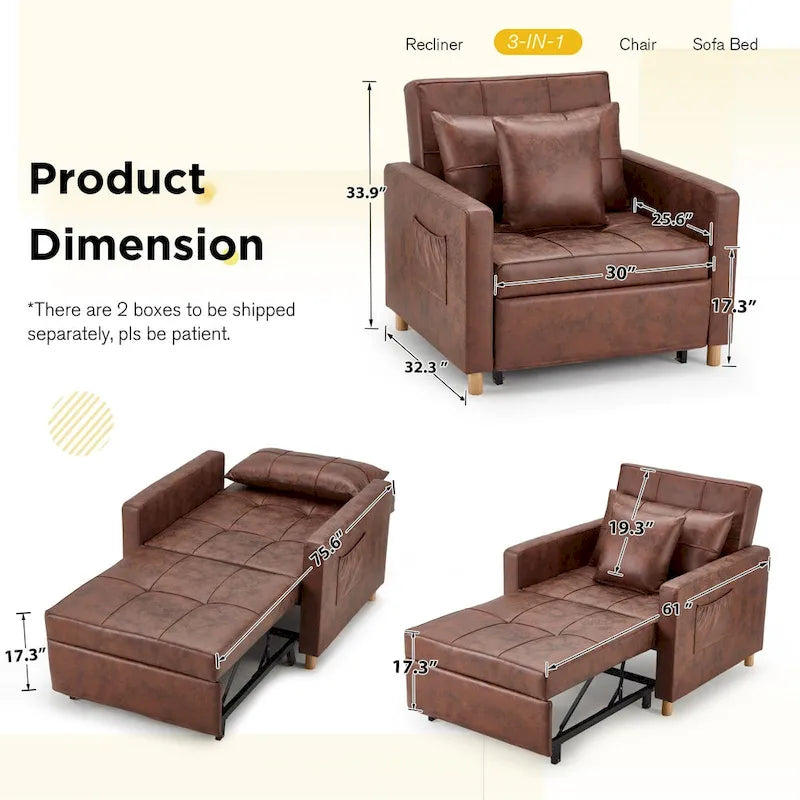 Verstellbarer Schlafsessel, 3-in-1-Funktion, verschiedene Farben, für 1 Person