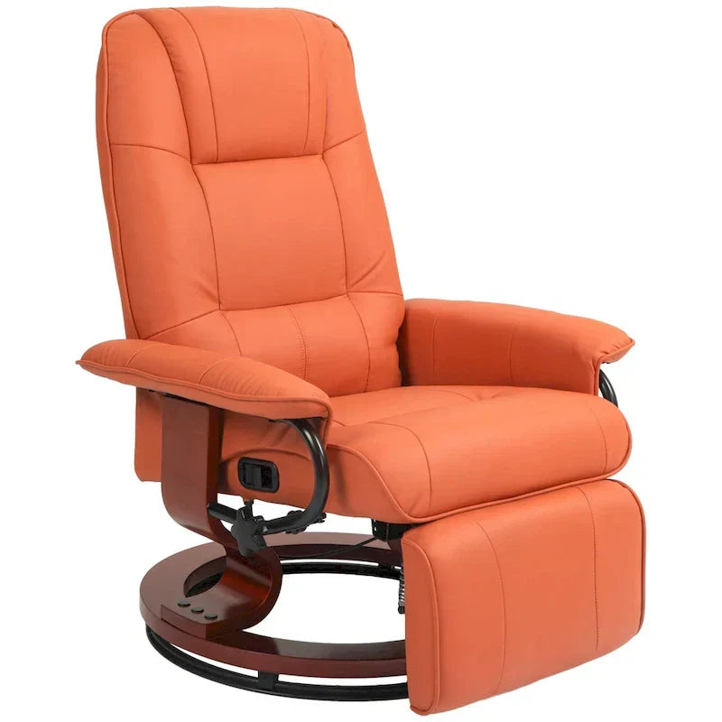 HomCom verstelbare handmatige relaxfauteuil van imitatieleer met draaivoet en comfortabele, ontspannende voetensteun