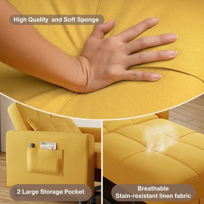 3-in-1-Schlafsofa mit verstellbarer Liegefläche, ausziehbares Sesselsofa, umwandelbares Klappbett fürs Wohnzimmer