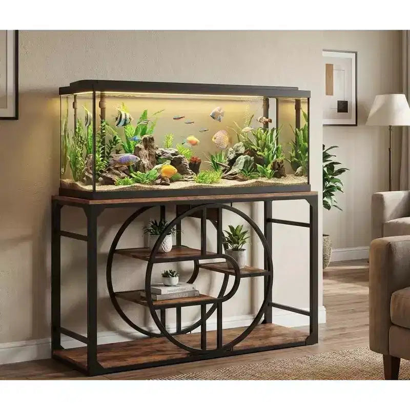 Support métallique pour aquarium de 55-75 gallons, robuste avec meuble de rangement, à plusieurs niveaux et avec pieds renforcés, convient
