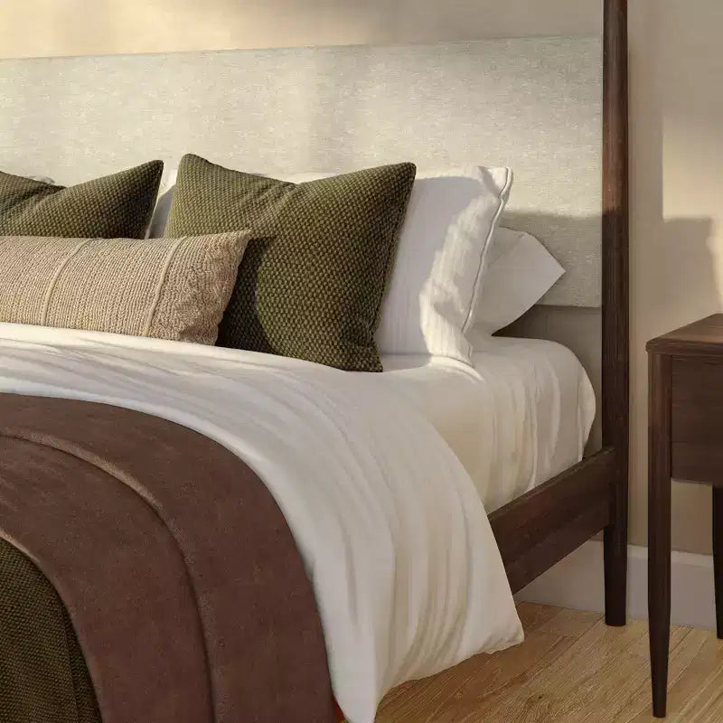 Harbor hemelbed voor kingsize bedden met gestoffeerd hoofdbord, blond/Swiss Coffee (MD2411-01)