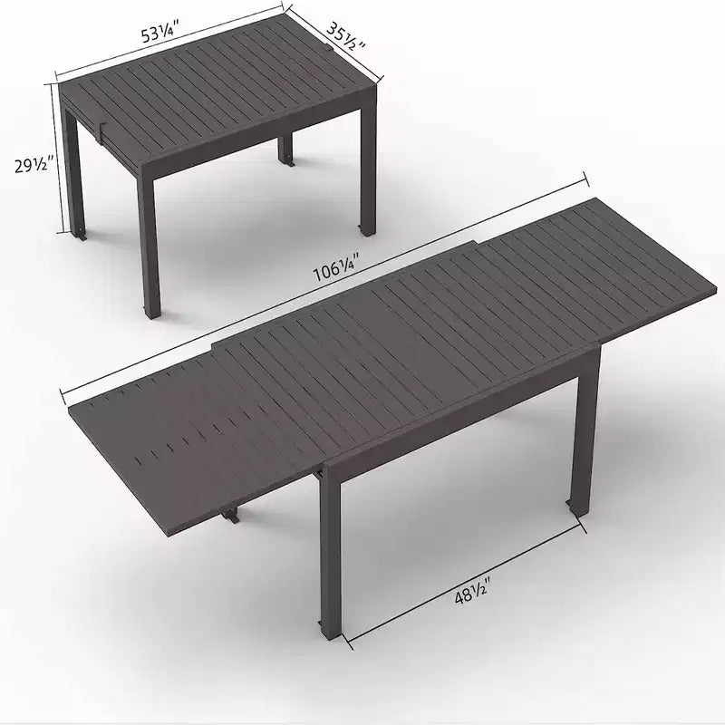 Okak Esstisch, ausziehbarer Gartentisch aus Aluminium, Küchentisch für das Esszimmer