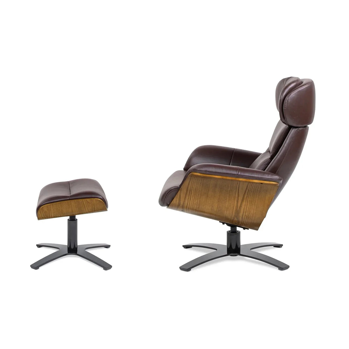 Jovan 31.5 Relaxsessel aus echtem Leder mit Hocker