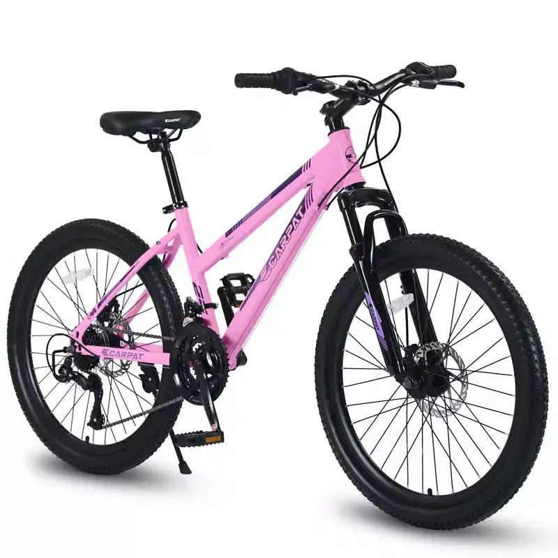 Okak mountainbike van 24/26IN met 21 versnellingen en dubbele schijfremmen, kinderfiets met 100mm voorvering, crossfiets voor tieners en vrouwen