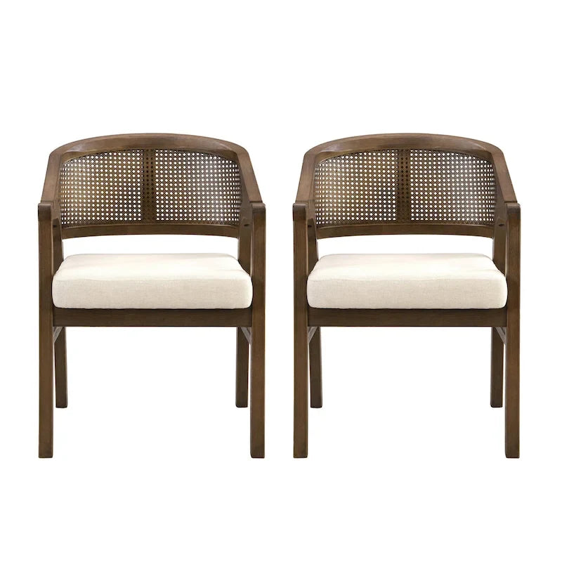 Christopher Knight Home - Esszimmerstuhl mit Rohrgeflecht und Polster (2er-Set)