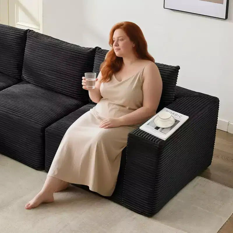 108 Modernes Sofa, 3-Sitzer-Polstersofa in L-Form mit Kissen, Sofa mit tiefer Sitzfläche, keine Montage erforderlich