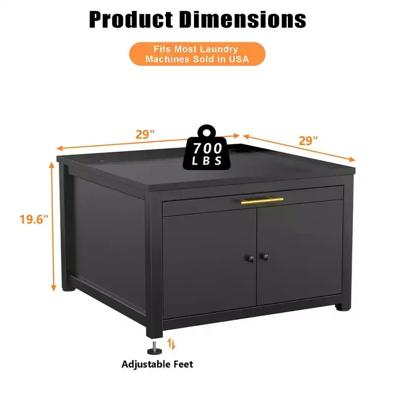 Socle robuste en métal pour lave-linge et sèche-linge, noir/blanc - modèle simple, anti-vibrations