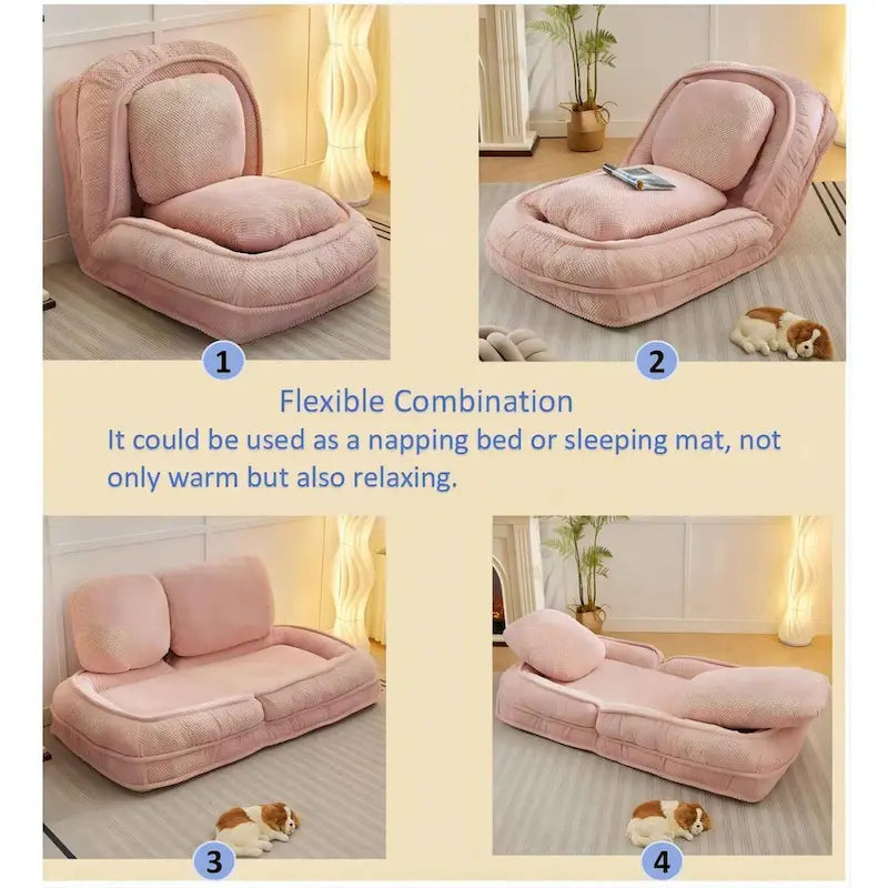 Faules Sofa, 5 verstellbare Positionen, zum Sitzen, Schlafen und Zusammenklappen, passend für Schlafzimmer und Wohnzimmer