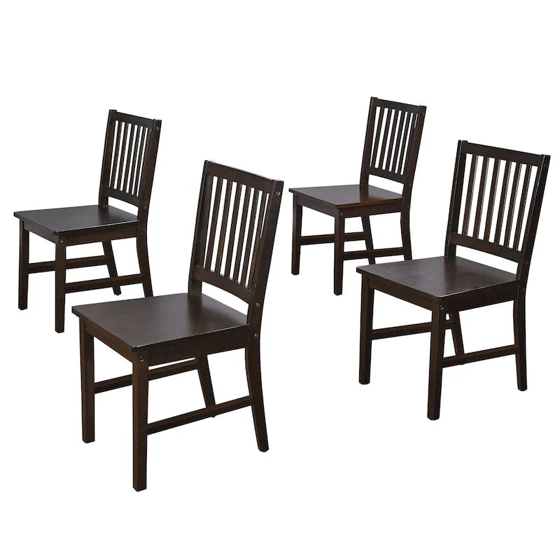 Set mit 4 Esszimmerstühlen aus Massivholz mit Sprossenlehne, stabilem Gestell, klassischem Design und einfacher Montage