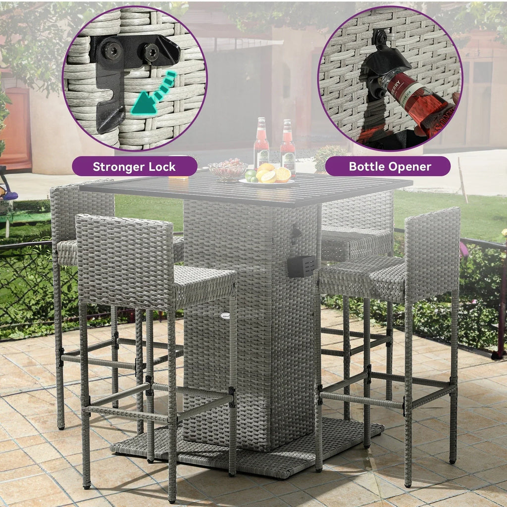 Moasis 5-teiliges Gartenmöbel-Set aus Korbgeflecht mit Bartisch - 5 PCS