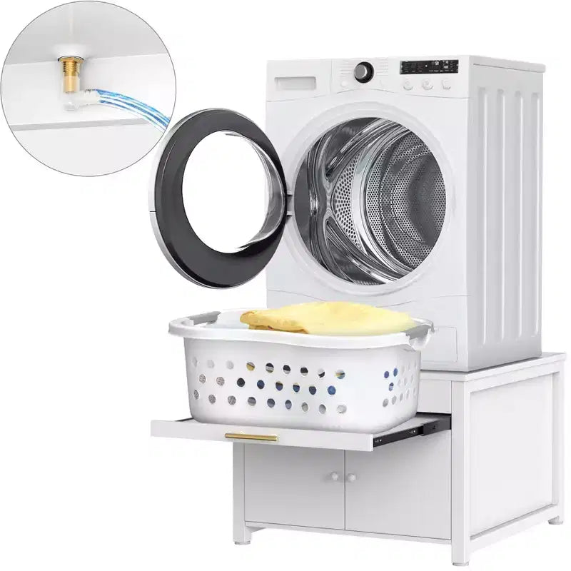 Socle robuste en métal pour lave-linge et sèche-linge, noir/blanc - modèle simple, anti-vibrations
