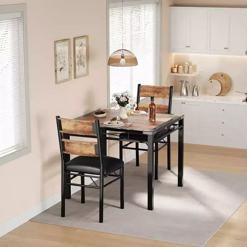 Ensemble de table à manger pour 4 personnes, avec 4 chaises rembourrées, ensemble de 5 pièces en bois pour la cuisine ou la salle à manger avec protège-coins, pour cuisine, appartement et petit espace