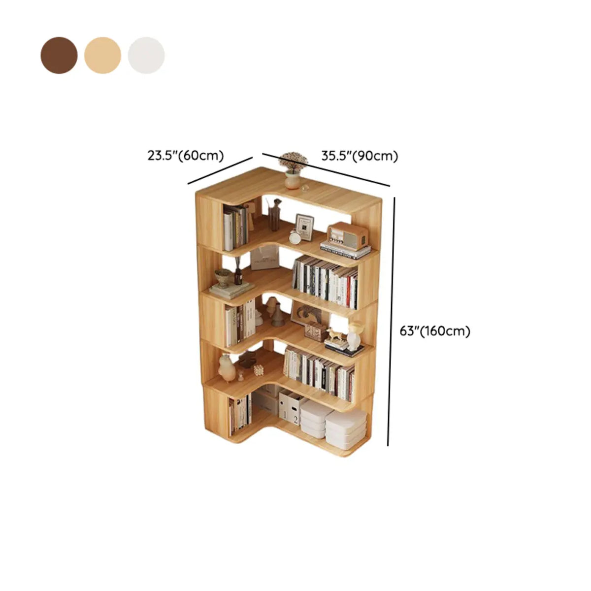 Eckbücherregal aus Holzwerkstoff mit 6 Regalböden