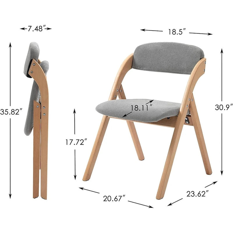 Stapelbare houten eetkamerstoelen met klapfunctie en gevoerde zittingen (set van 4)