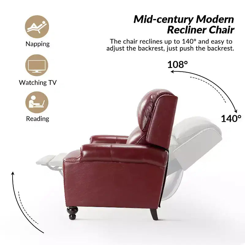 2er-Set moderner Ohrensessel aus Echtleder Elisabete mit Vintage-Nagelkopfverzierung für Wohnzimmer und Schlafzimmer| ART OF LIVING DESIGNS