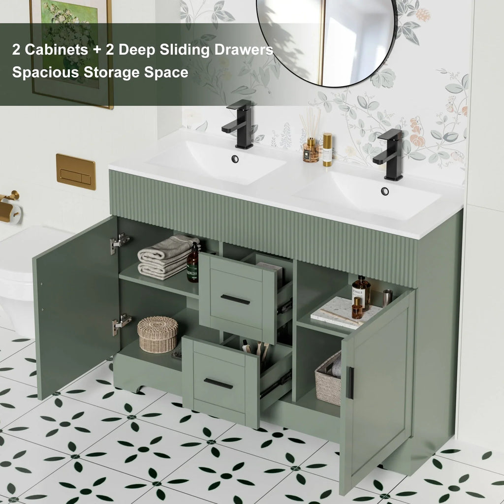 Ensemble meuble-lavabo de salle de bain Wavy Line 30/36/48 avec lavabo et robinet
