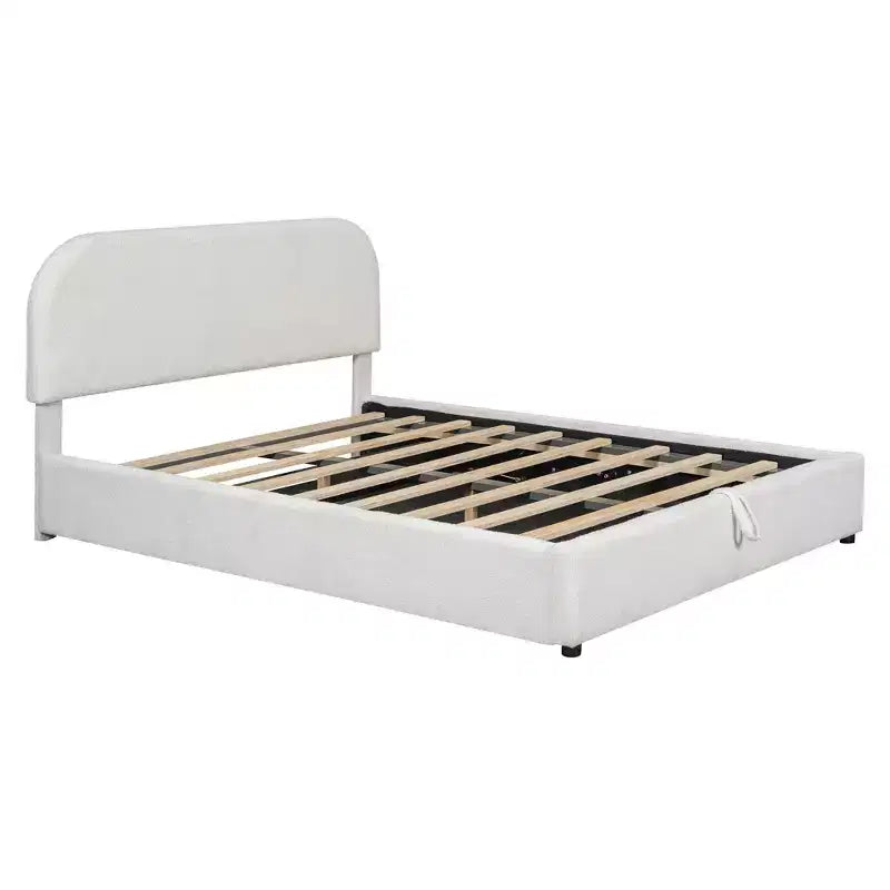 Lit rembourré grand format avec rangement relevable - blanc