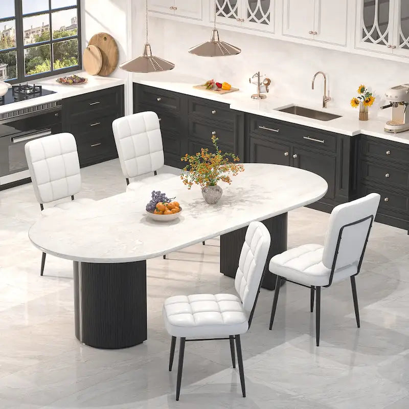 Moderne eetkamerstoelen, set van 2/4/6/8, gestoffeerde keukenstoelen met dikke zitting voor de eetkamer