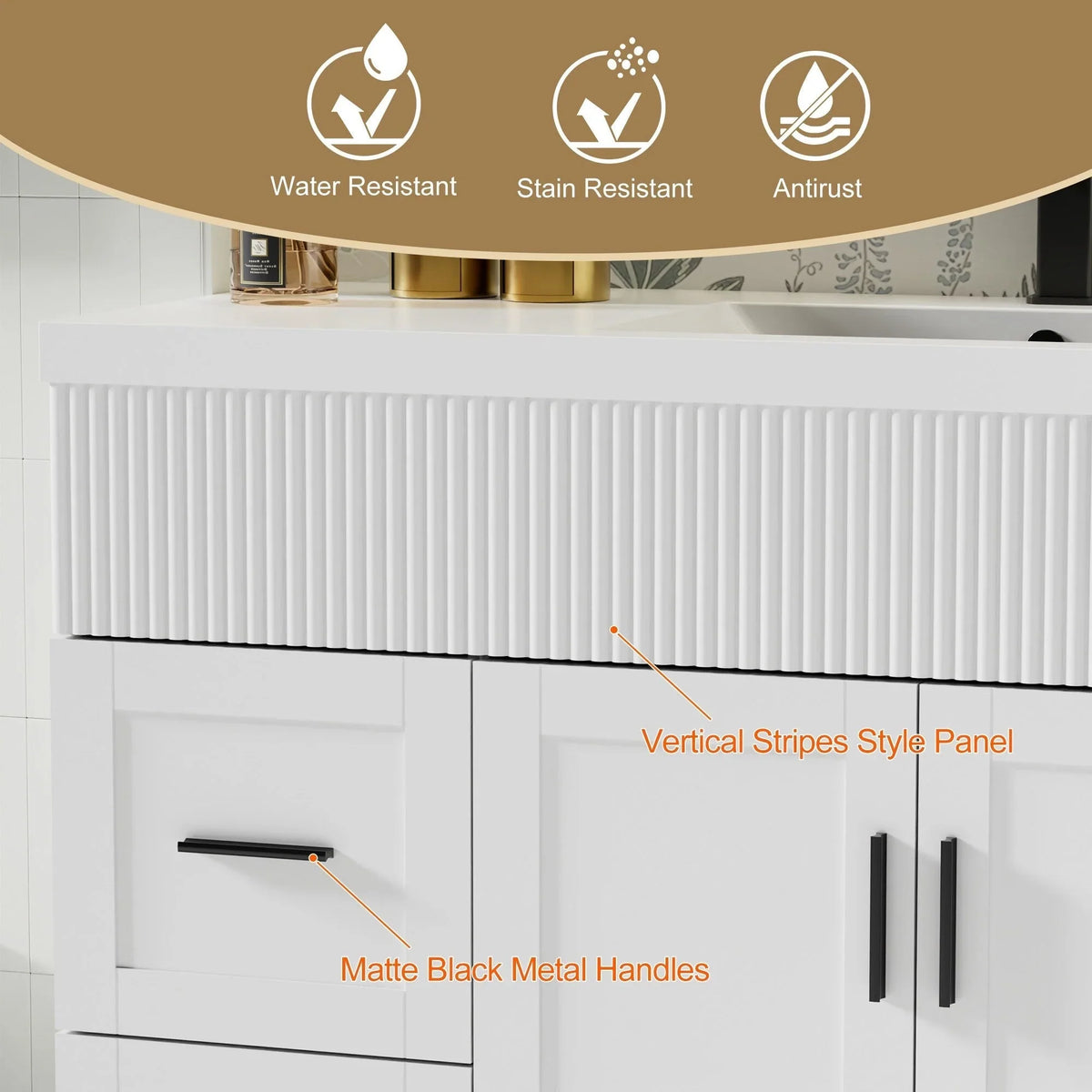 Ensemble meuble-lavabo de salle de bain Wavy Line 30/36/48 avec lavabo et robinet