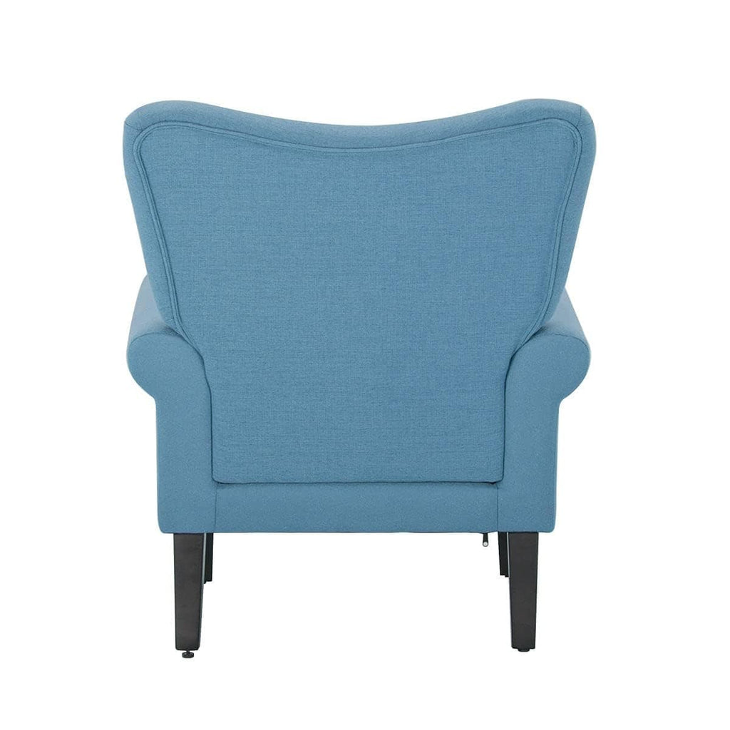 Fauteuil d’appoint moderne Erommy à dossier haut, fauteuil une place en tissu rembourré avec boutons et pieds en bois, pour salon