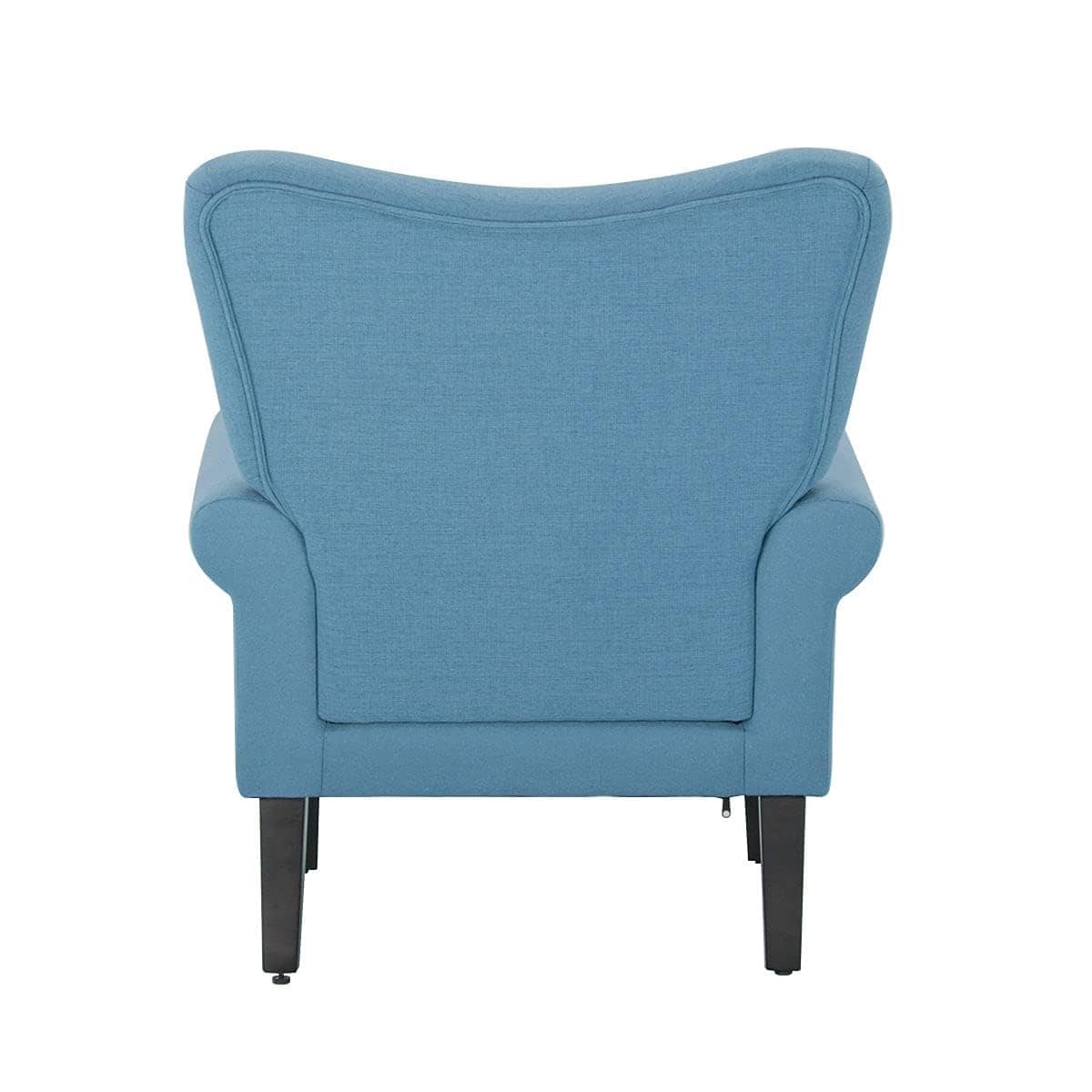 Fauteuil d’appoint moderne Erommy à dossier haut, fauteuil une place en tissu rembourré avec boutons et pieds en bois, pour salon