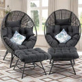 Fauteuil œuf d’intérieur FINCATI, fauteuil œuf d’extérieur supportant 440 lb, fauteuil œuf grand format avec pouf, fauteuil œuf luxueux et confortable avec repose-pieds