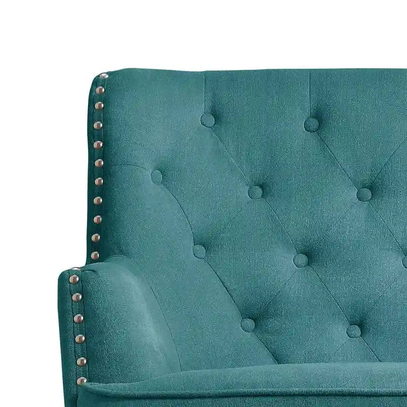 Moser Bay Mignon fluwelen/linnen fauteuil met knopen en hoge rugleuning, 30 breed