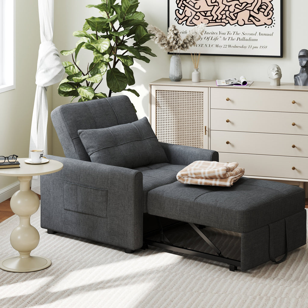 3-in-1-Schlafsofa mit verstellbarer Liegefläche, ausziehbares Sesselsofa, umwandelbares Klappbett fürs Wohnzimmer