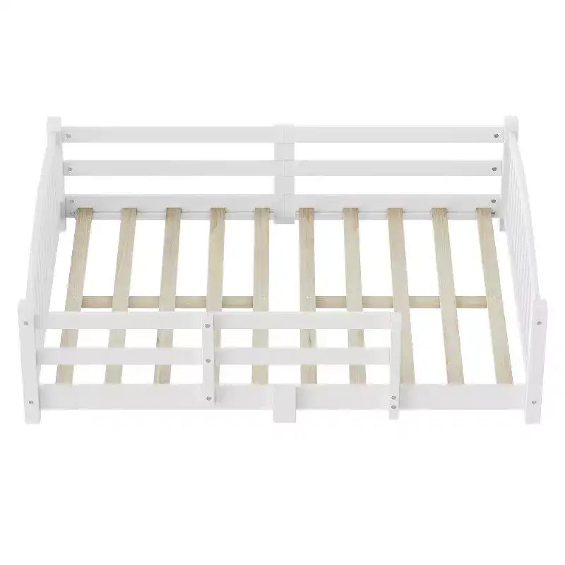 Luxystar Montessori-Bett in Full-Size mit niedrigem Profil, Sicherheitsgittern und Kopfteil