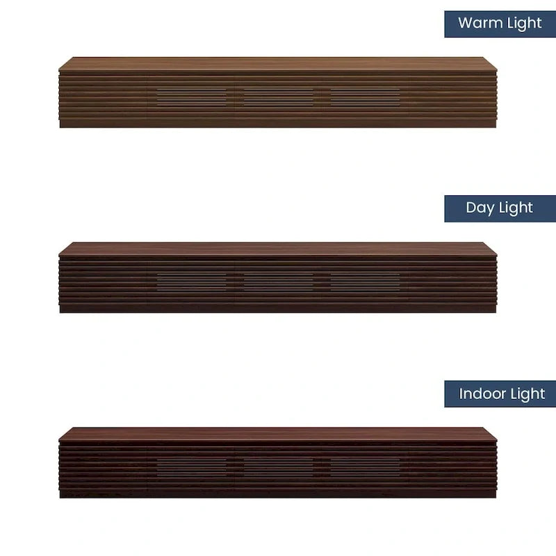 Minimalistische tv-kast met lades, mediameubel van massief hout met kasten, neerklapbare deur, walnootfineer, volledig gemonteerd