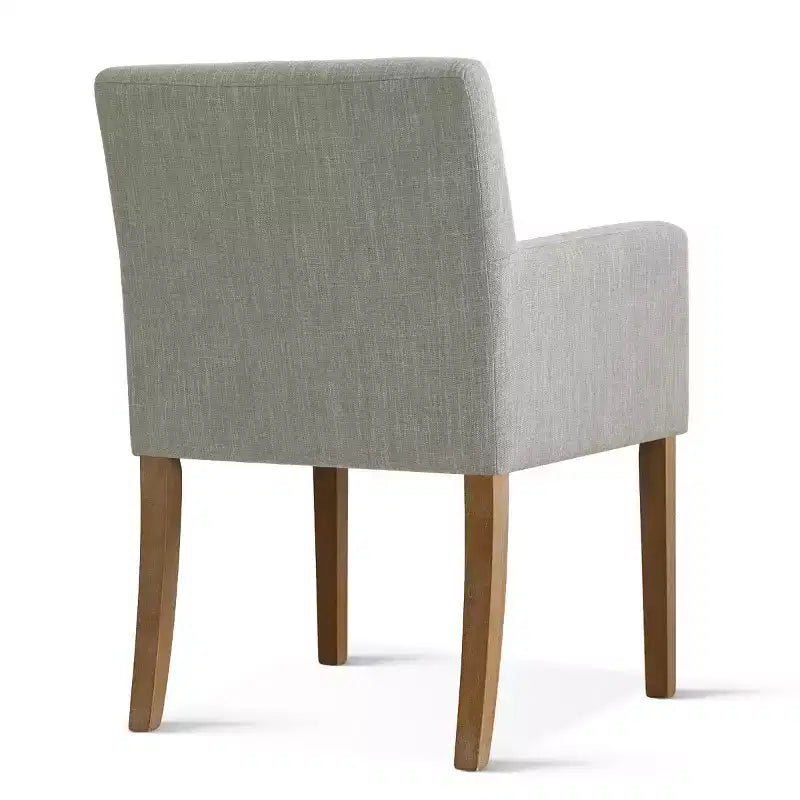 Set van 6 gestoffeerde eetkamerstoelen met armleuningen, moderne linnen fauteuils met houten poten, accentstoelen voor de eetkamer en woonkamer - Panipeachy